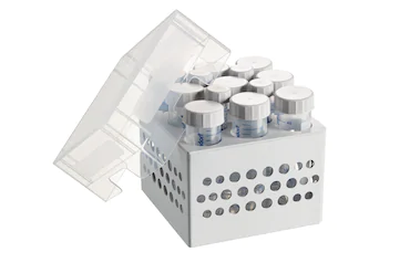 艾本德儲(chǔ)存盒 3 × 3, 可放置 9  個(gè) 50  mL 試管和 4  個(gè) 15  mL 試管，2  件，高 127  mm，5  英寸，聚丙烯材料，可耐受最低 -86  °C，高溫高壓滅菌，帶蓋子